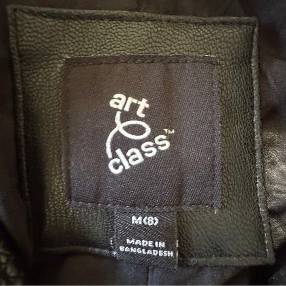 Art Class Kids’ Faux Leather Moto Jacket Black Size 8 Casual - Picture 7 of 8